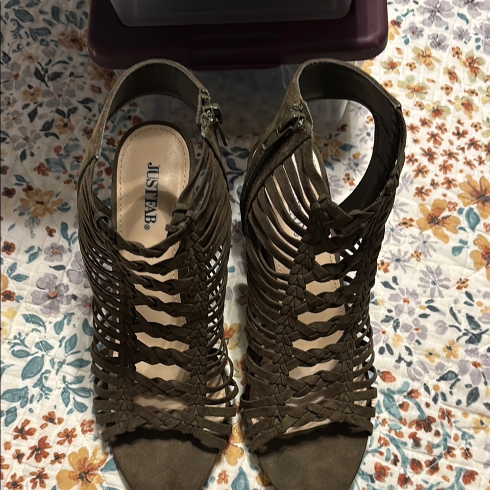 JustFab Brown Sandals with Strappy Design